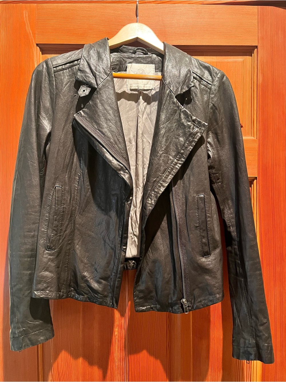 Burning Torch Women's Black Leather Moto Jacket
